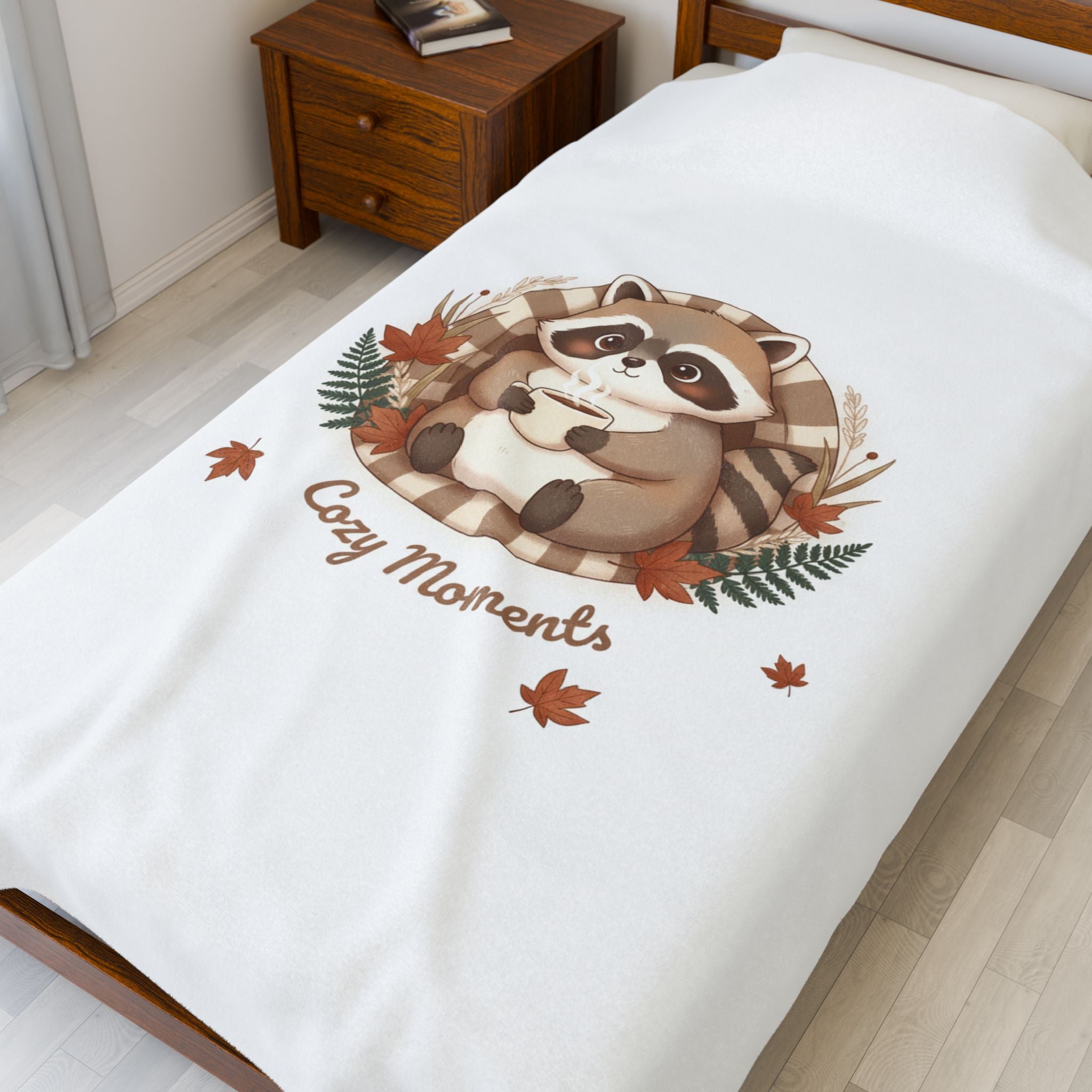 Cozy Raccoon Illustration Blanket | Cute Animal Illustration, Winter Forest Art