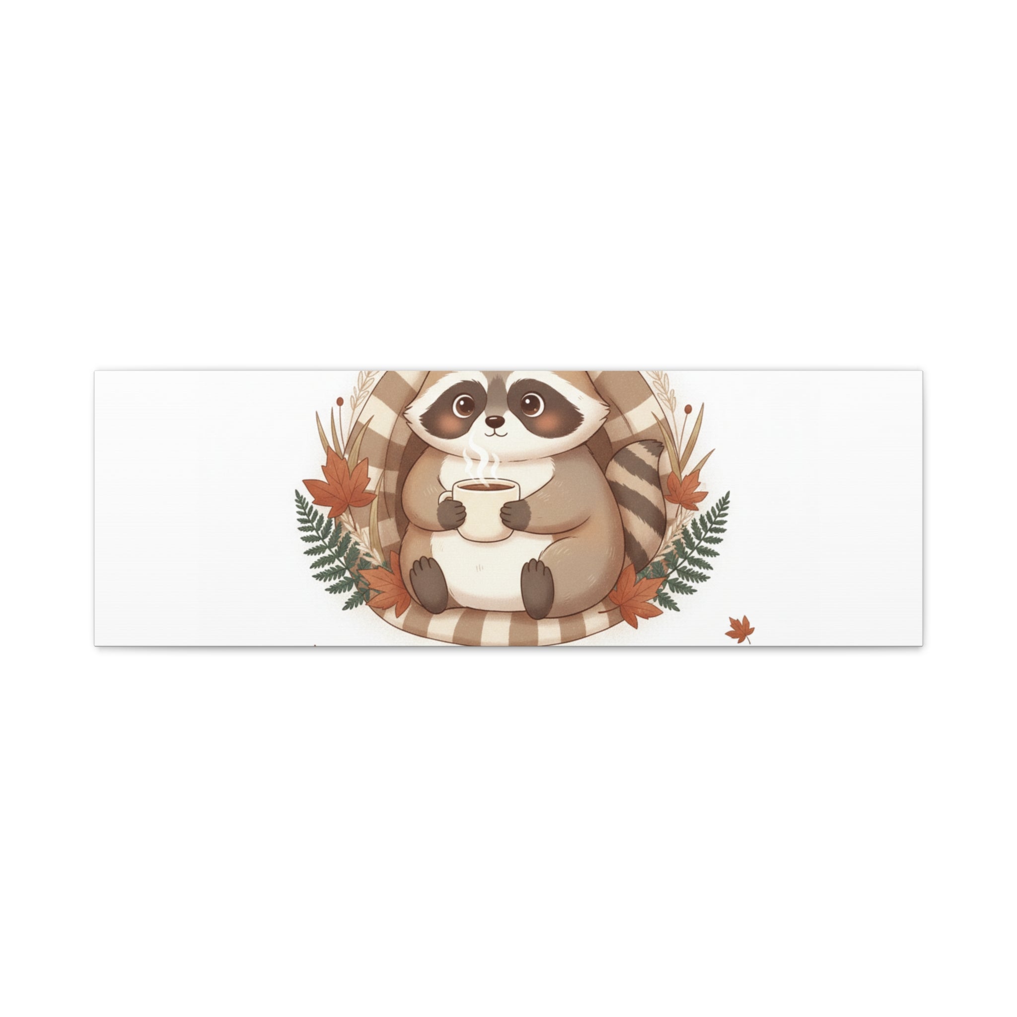 Cozy Moments Raccoon Illustration Canvas, cute animal illustration | winter forest art