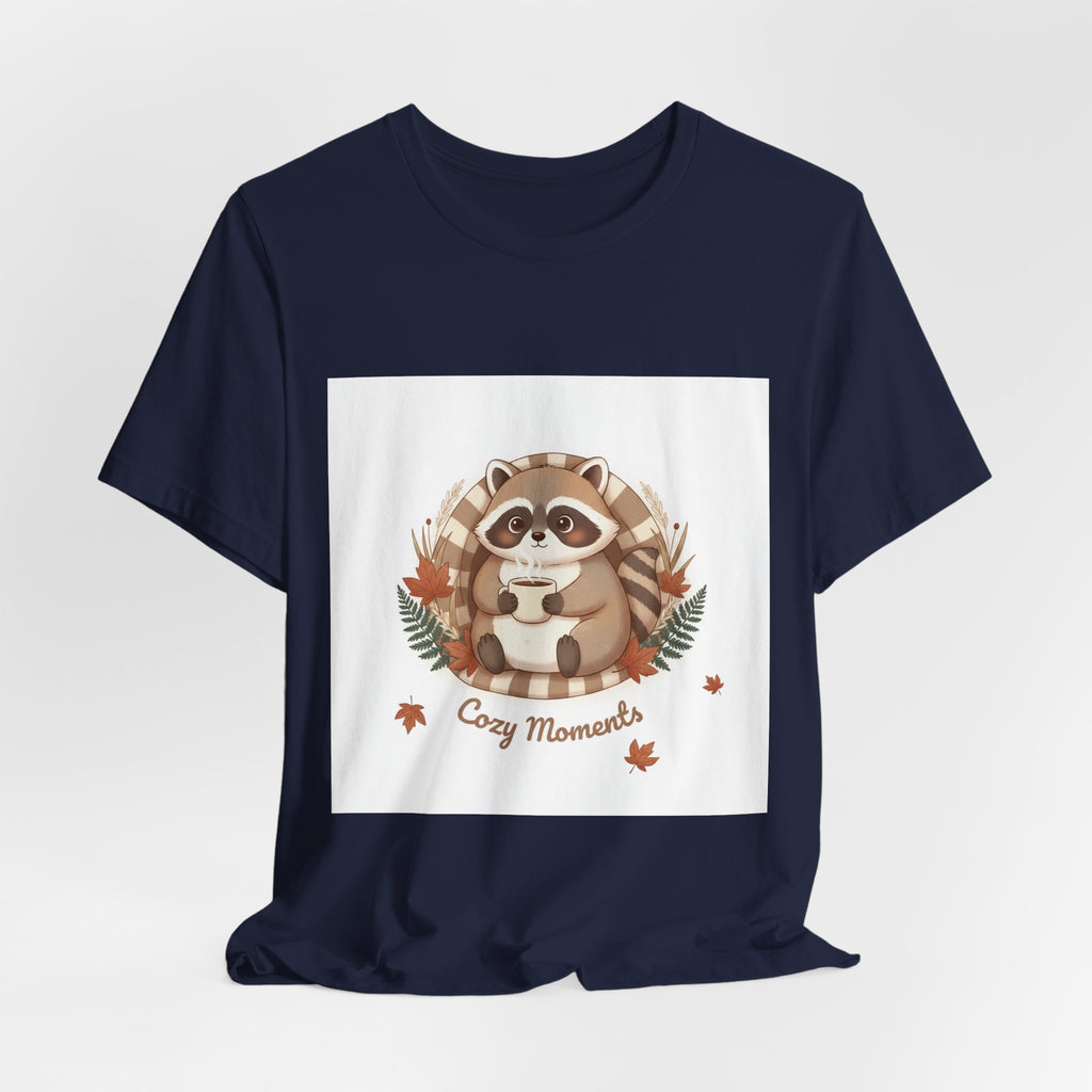 Cozy Moments Raccoon Tee | cute animal illustration, winter forest art