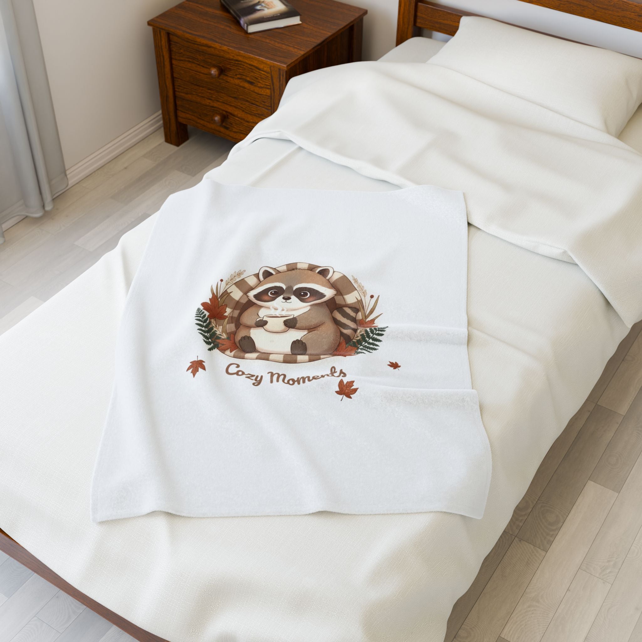 Cozy Raccoon Illustration Blanket | Cute Animal Illustration, Winter Forest Art