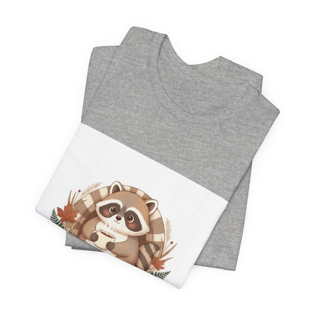Cozy Moments Raccoon Tee | cute animal illustration, winter forest art