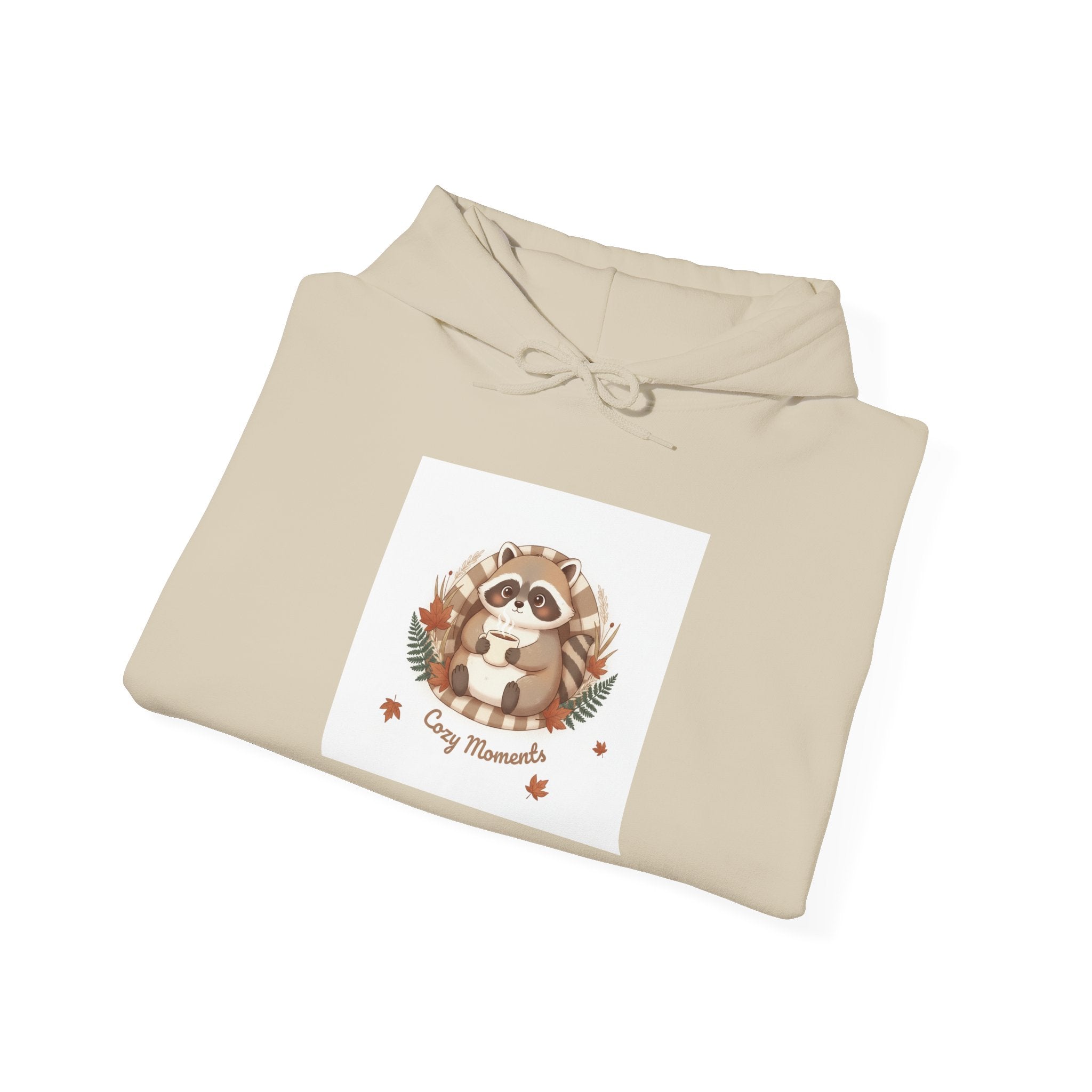 Cozy Forest Raccoon Illustration Hoodie | cute animal illustration, winter wildlife art