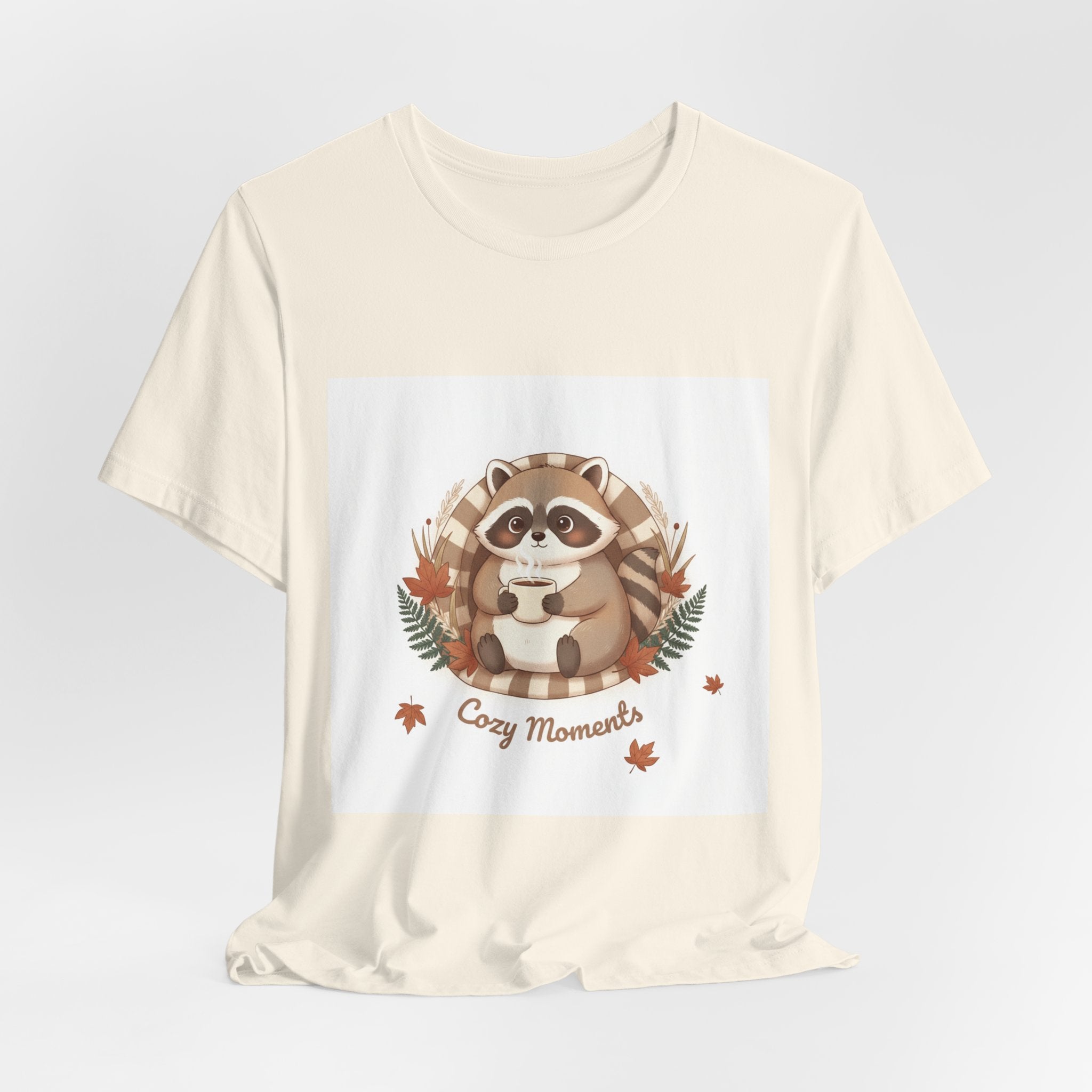 Cozy Moments Raccoon Tee | cute animal illustration, winter forest art