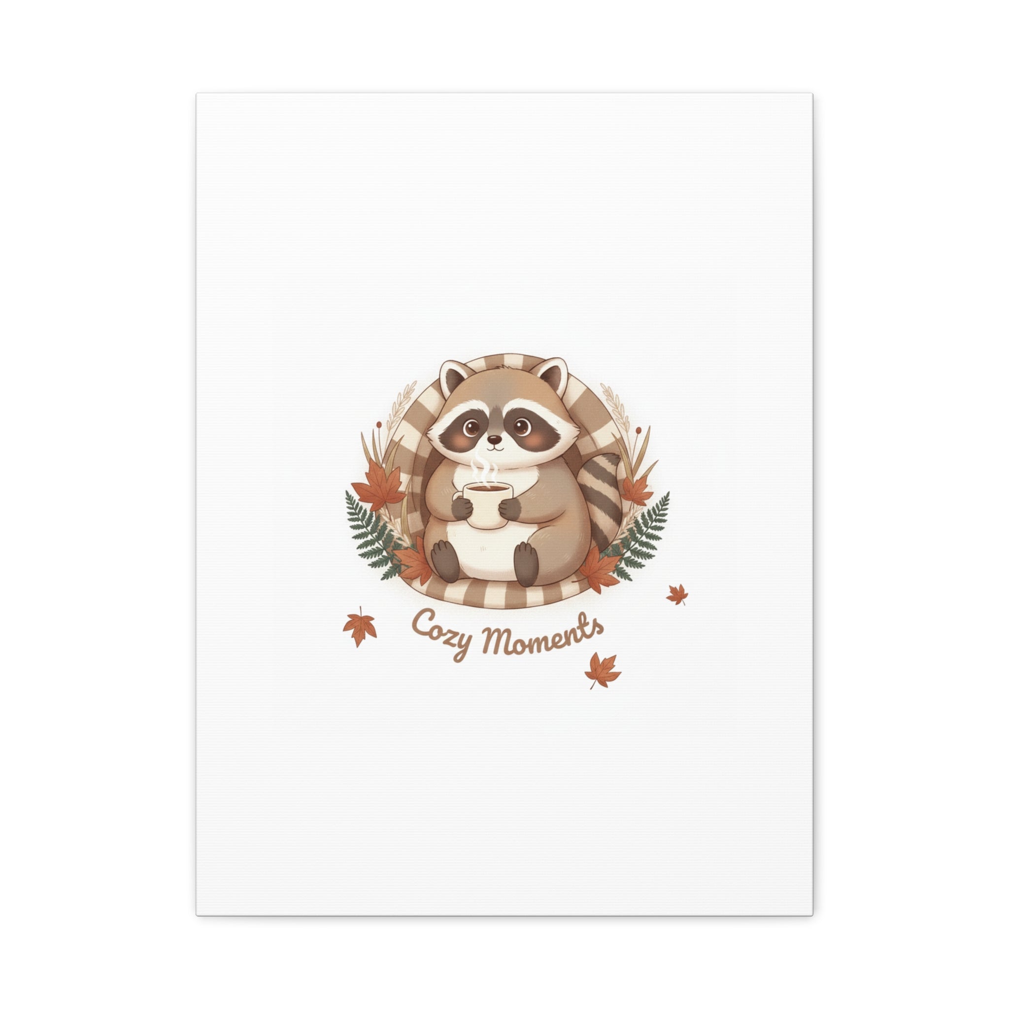 Cozy Moments Raccoon Illustration Canvas, cute animal illustration | winter forest art