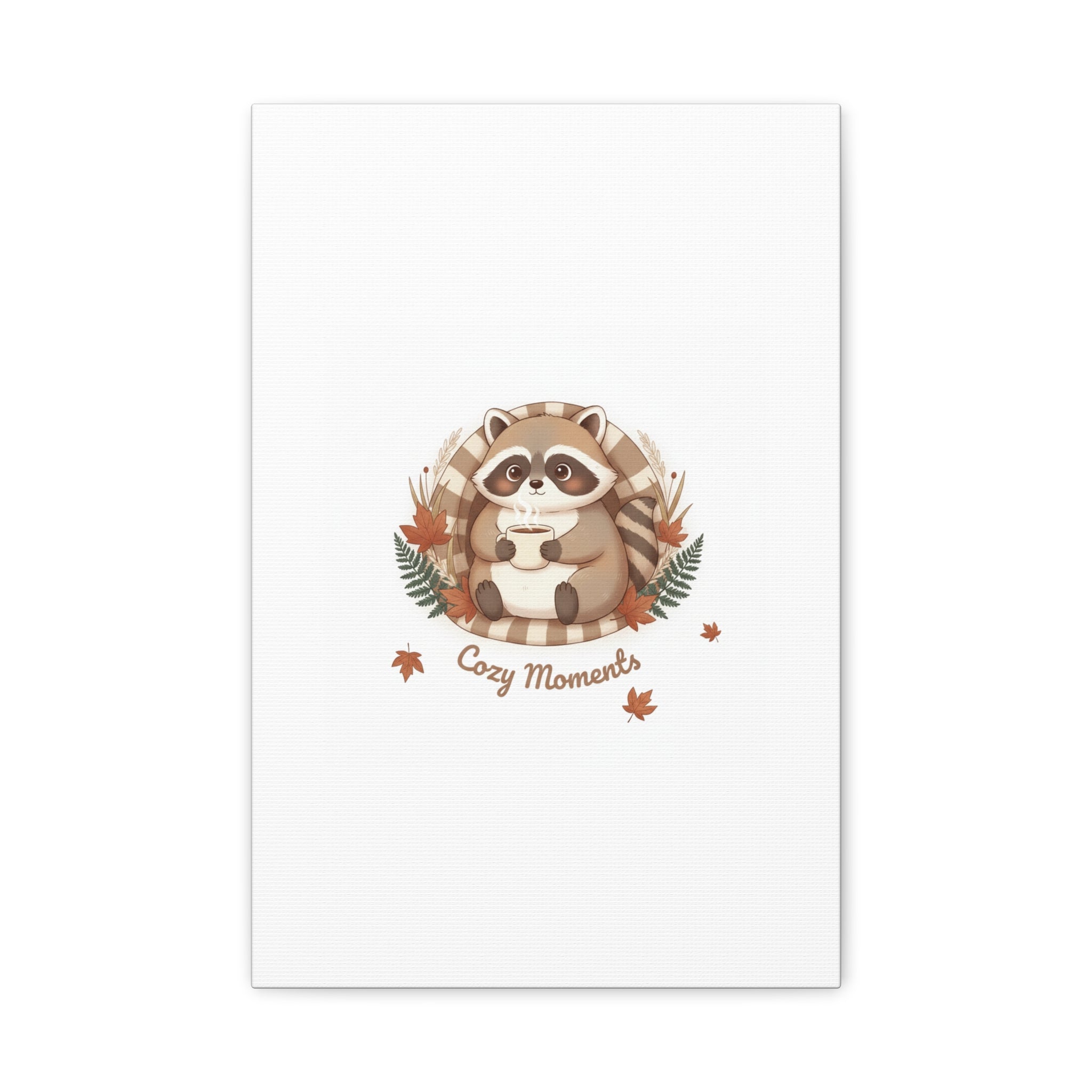 Cozy Moments Raccoon Illustration Canvas, cute animal illustration | winter forest art