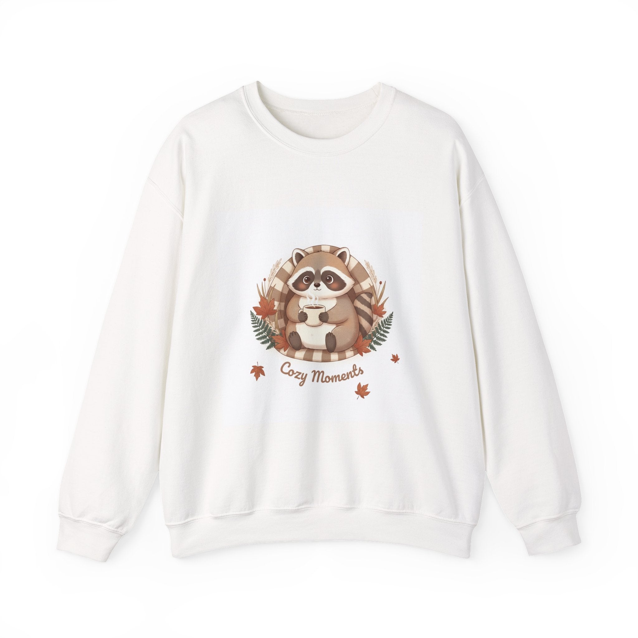 Cozy Raccoon Illustration Sweatshirt | cute animal illustration, winter forest art