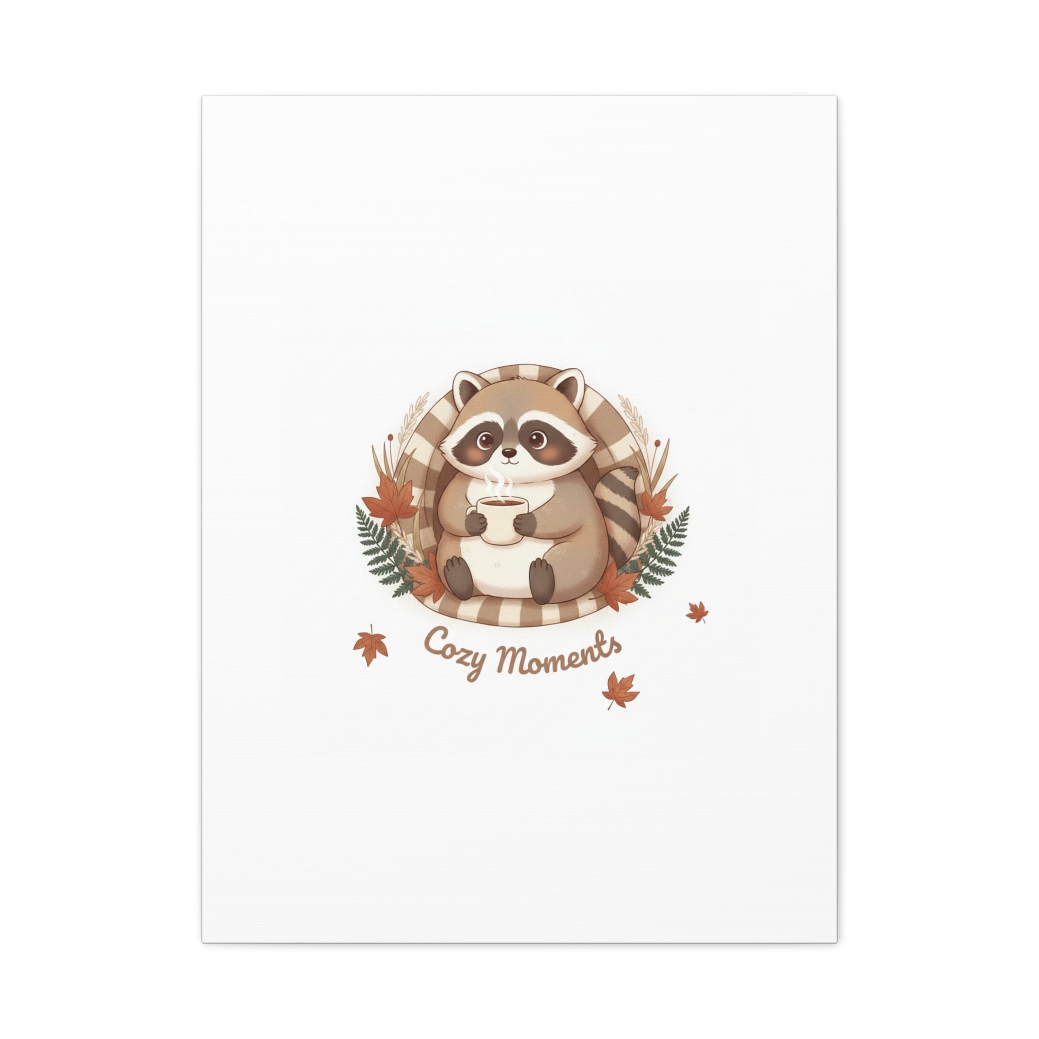 Cozy Moments Raccoon Illustration Canvas, cute animal illustration | winter forest art