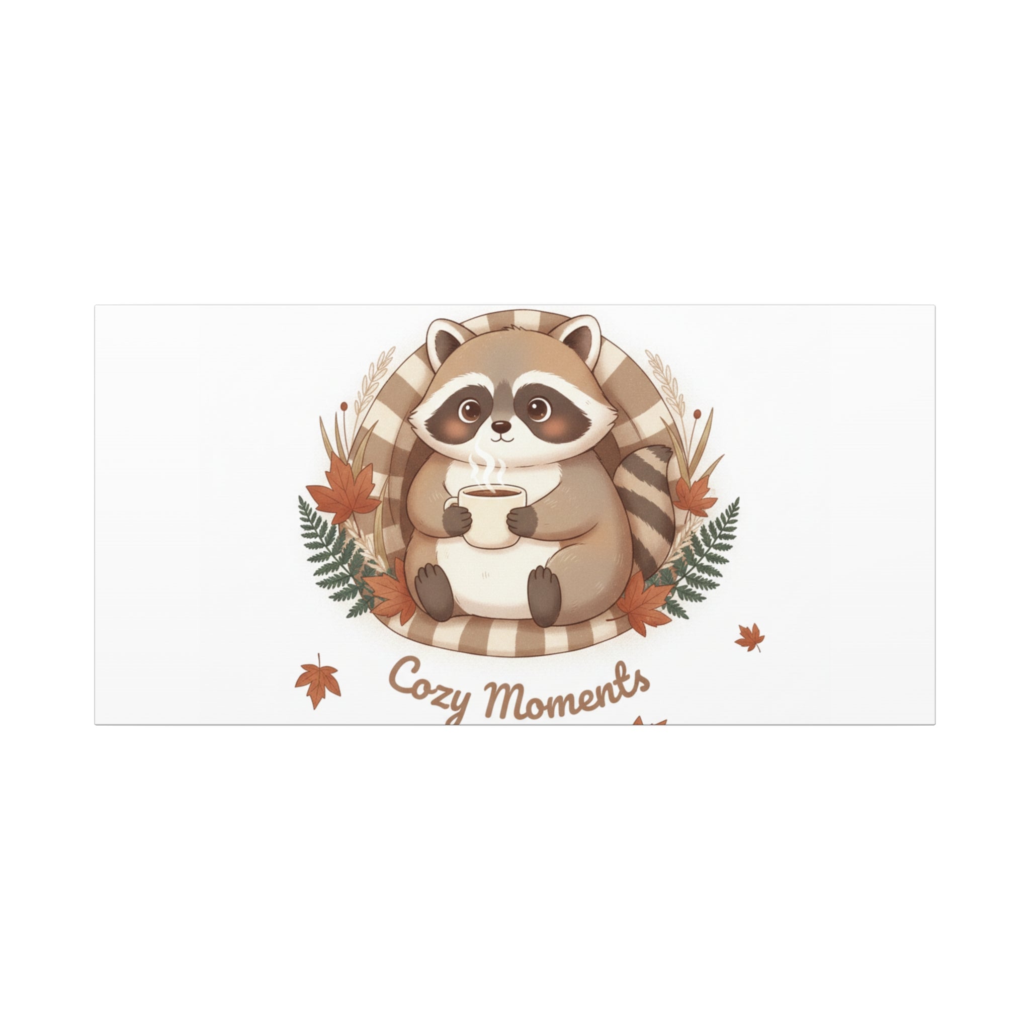 Cozy Moments Raccoon Illustration Canvas, cute animal illustration | winter forest art