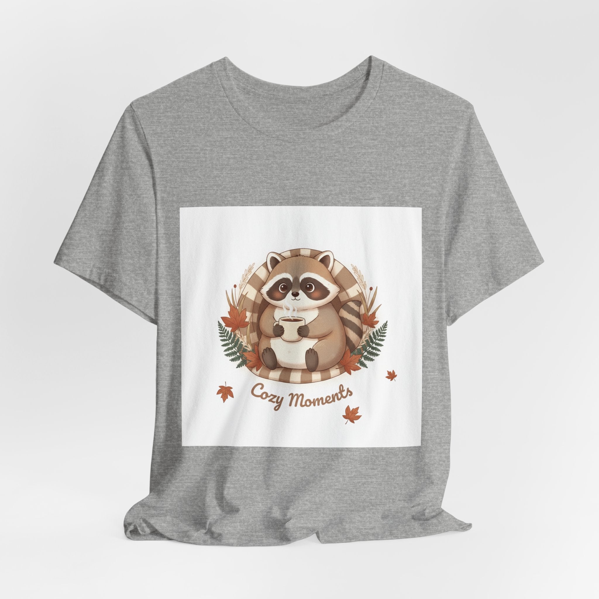 Cozy Moments Raccoon Tee | cute animal illustration, winter forest art