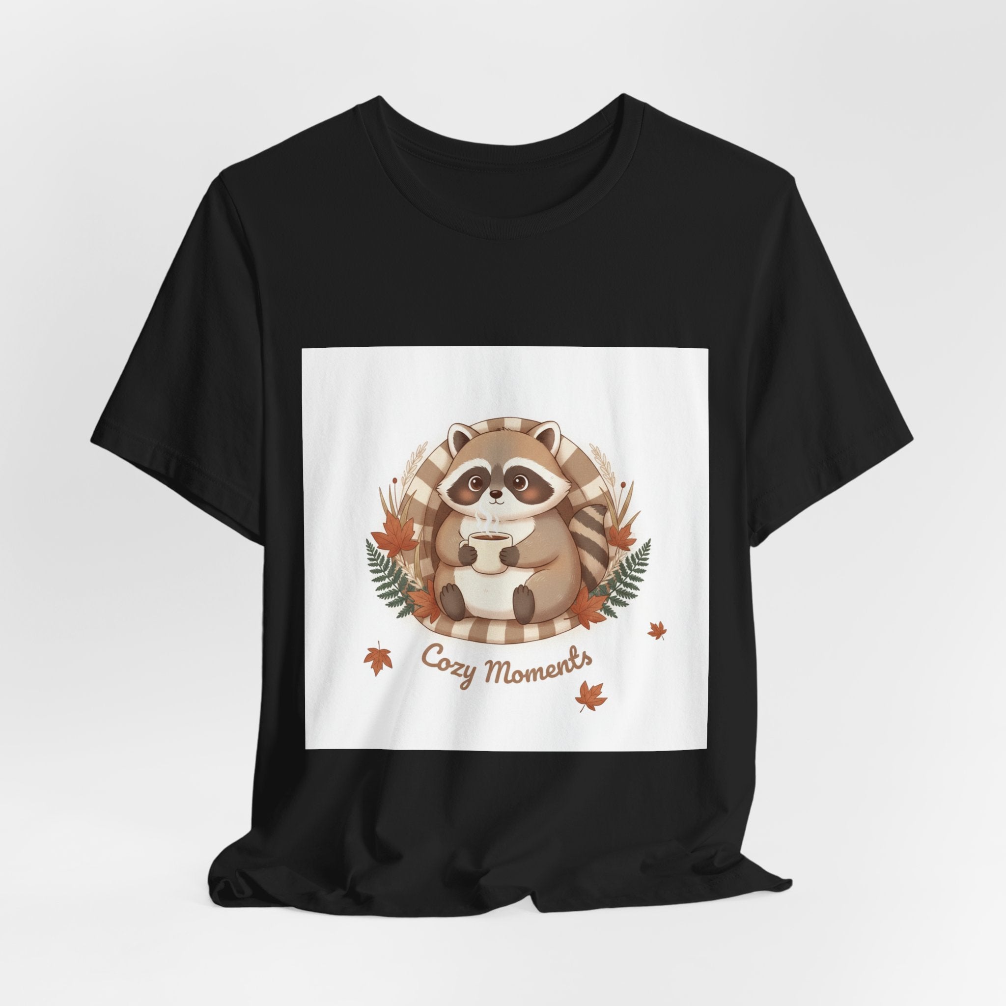 Cozy Moments Raccoon Tee | cute animal illustration, winter forest art