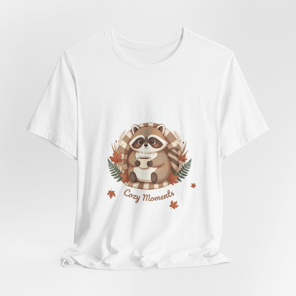 Cozy Moments Raccoon Tee | cute animal illustration, winter forest art
