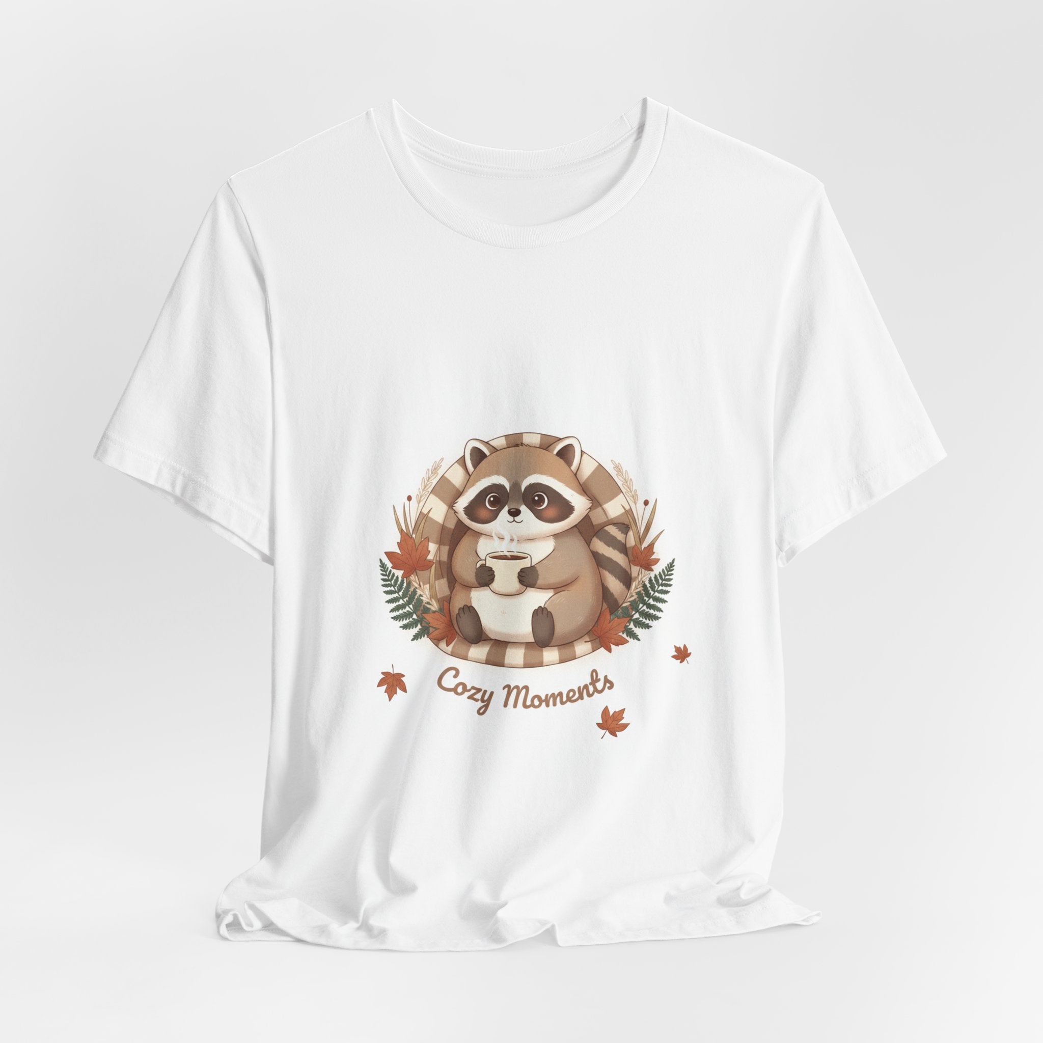 Cozy Moments Raccoon Tee | cute animal illustration, winter forest art