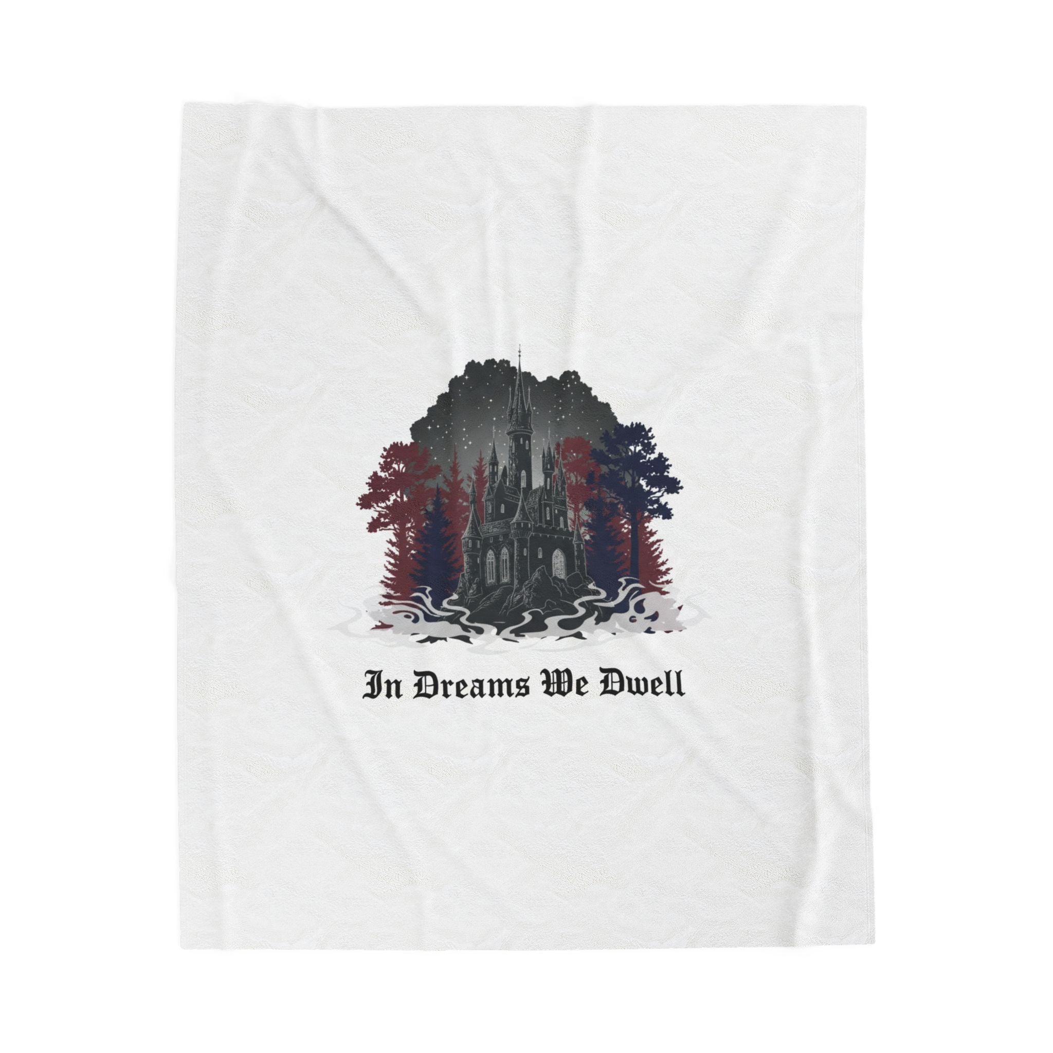 In Dreams We Dwell Castlecore Velveteen Blanket | Medieval Goth, Dark Academia Home