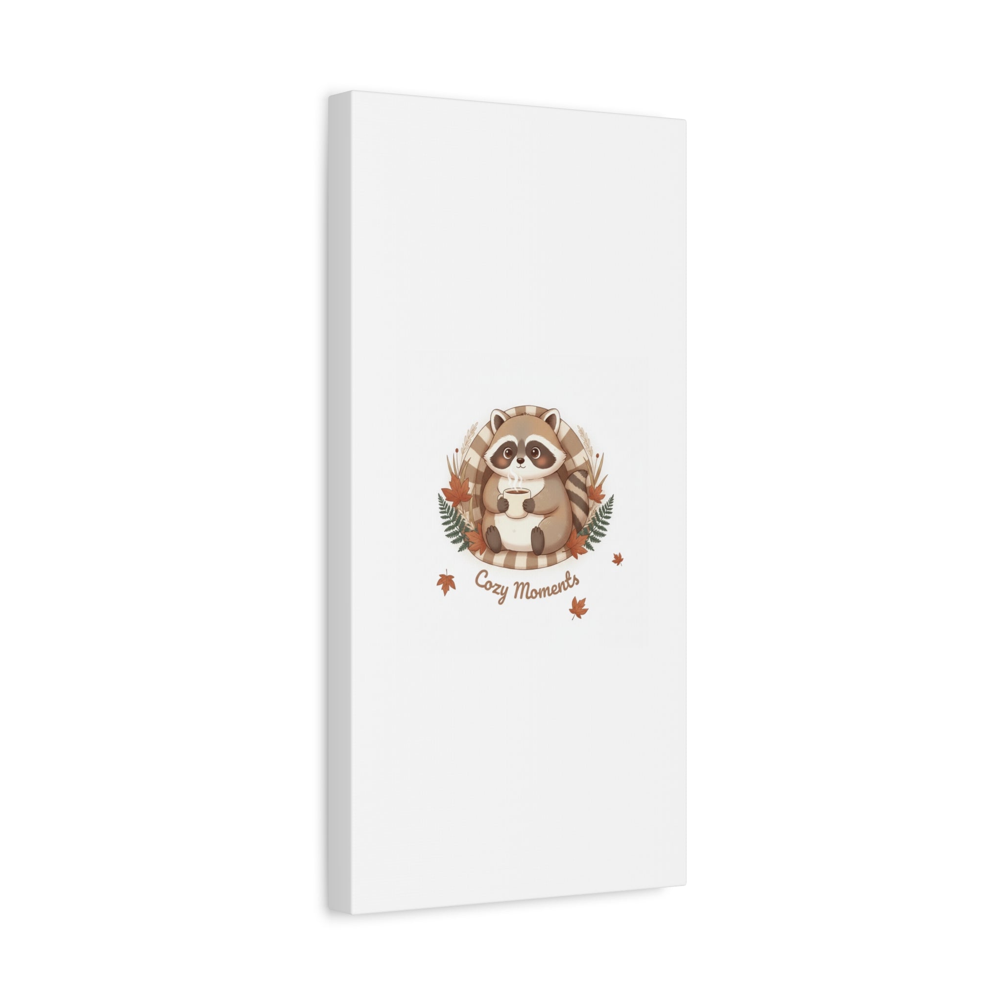 Cozy Moments Raccoon Illustration Canvas, cute animal illustration | winter forest art