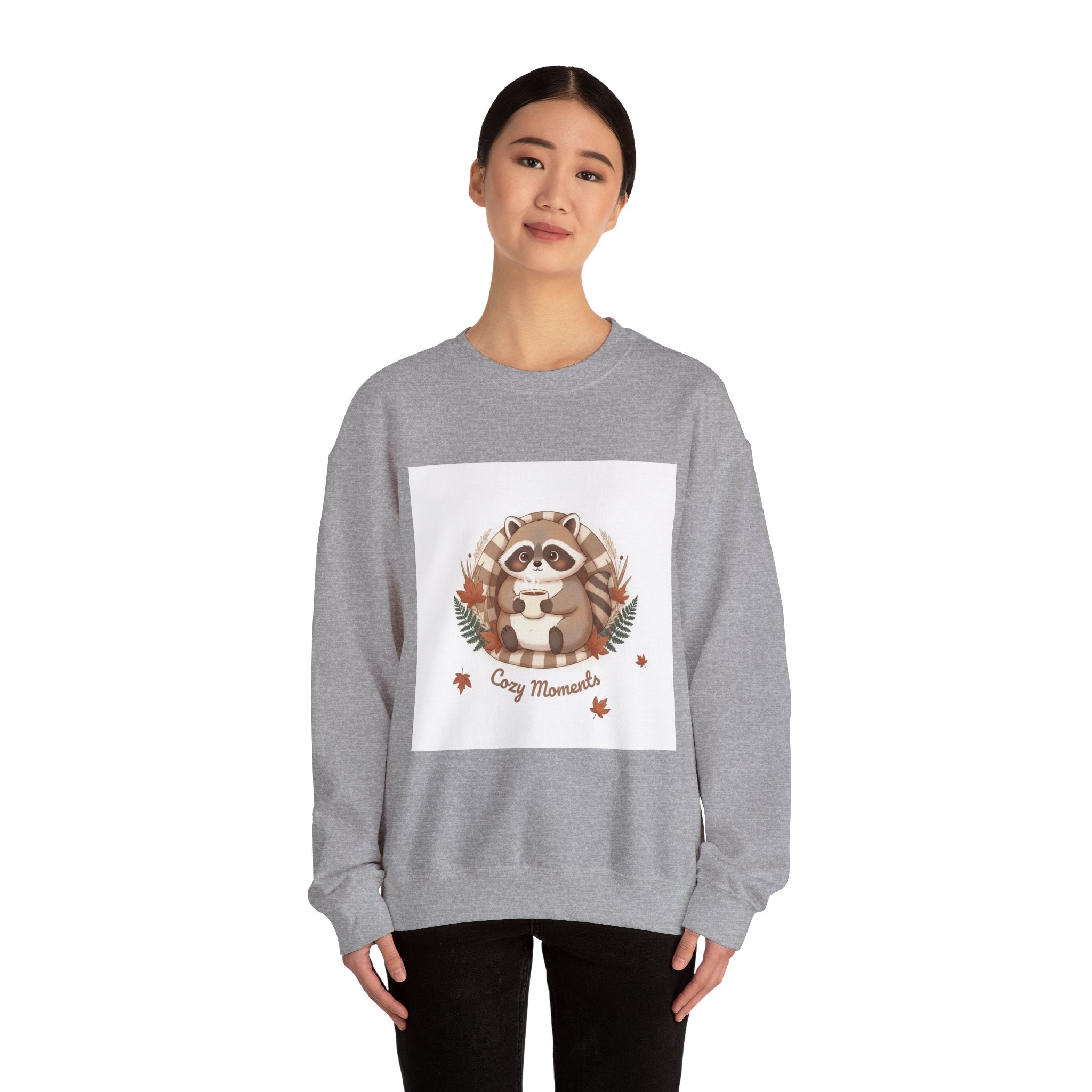 Cozy Raccoon Illustration Sweatshirt | cute animal illustration, winter forest art