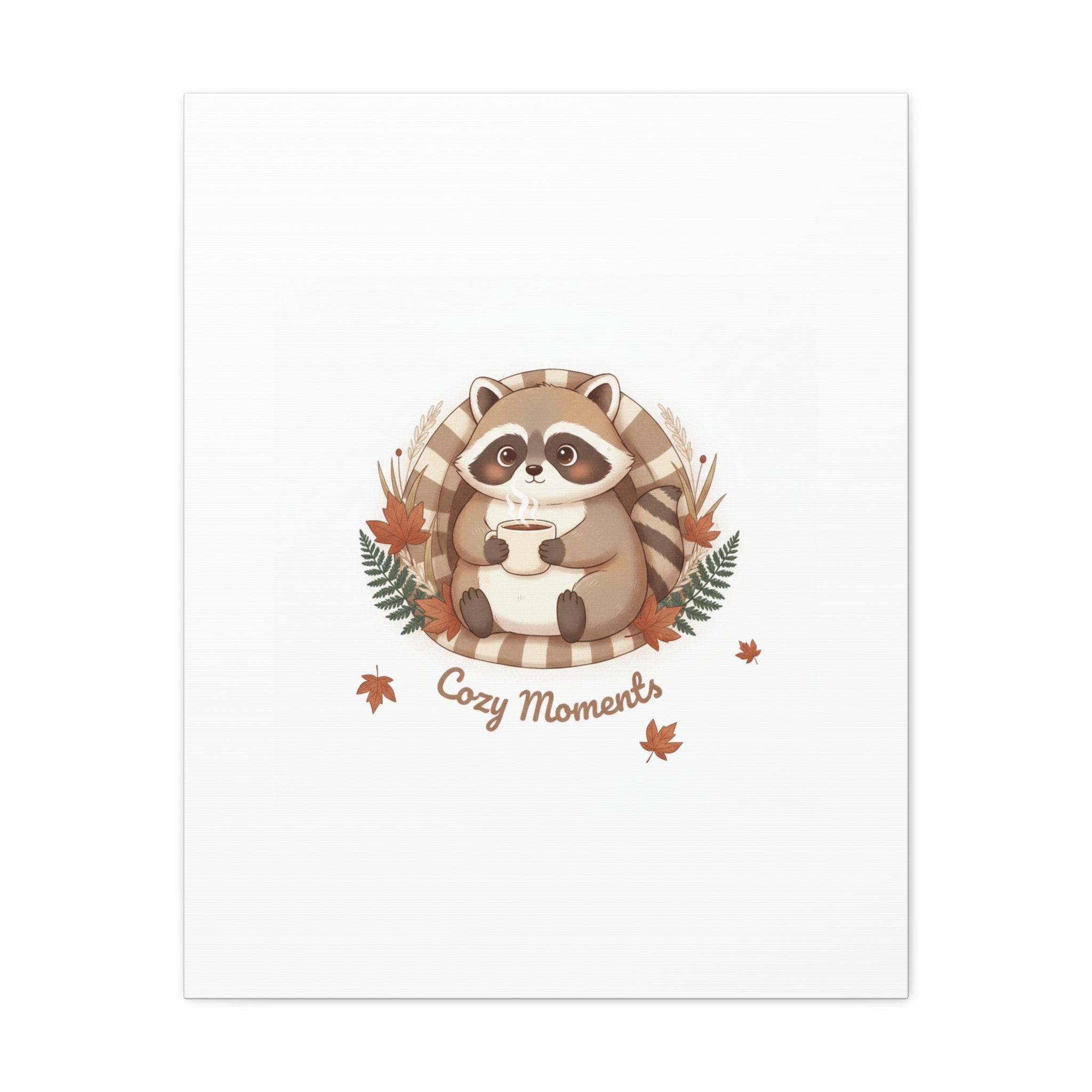 Cozy Moments Raccoon Illustration Canvas, cute animal illustration | winter forest art