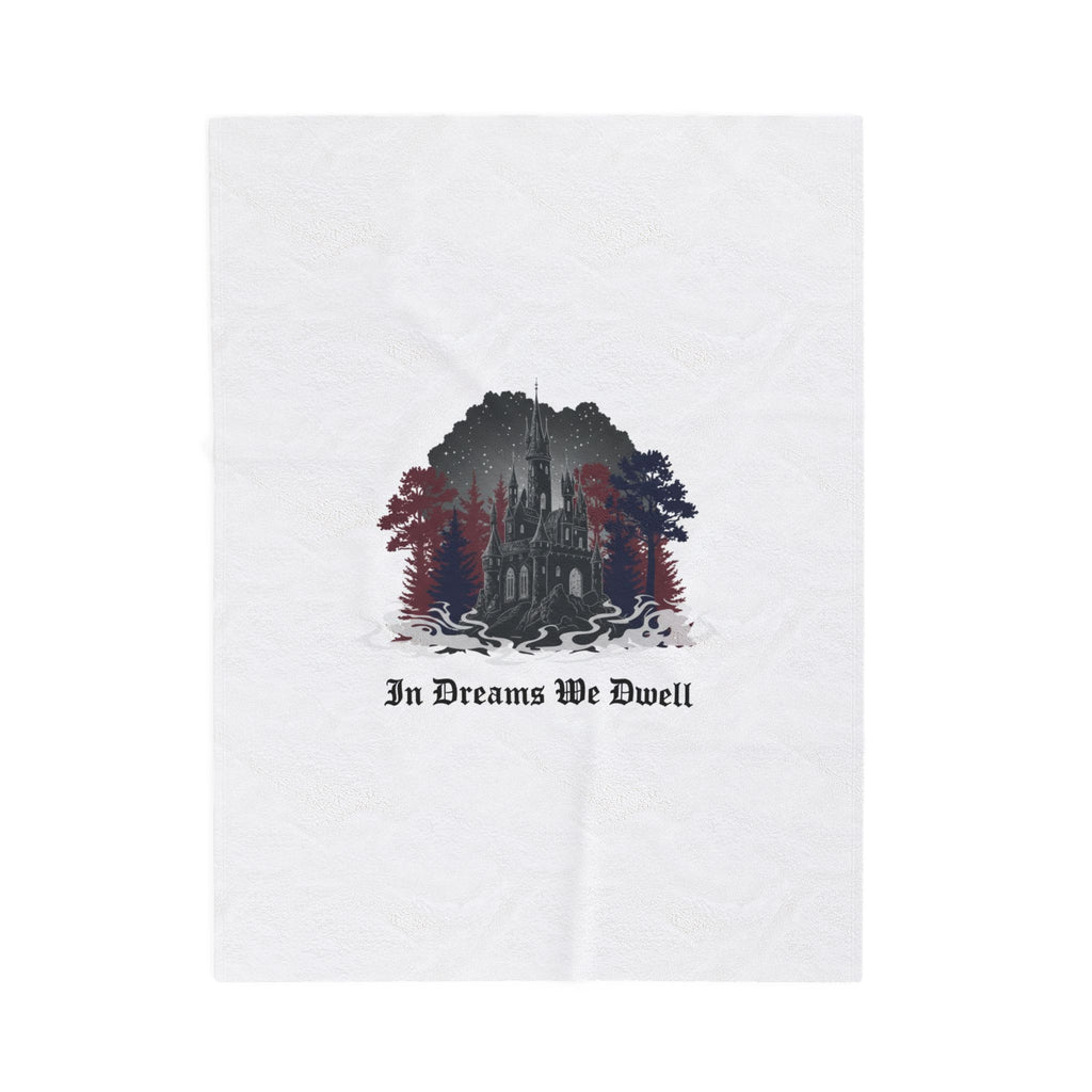 In Dreams We Dwell Castlecore Velveteen Blanket | Medieval Goth, Dark Academia Home
