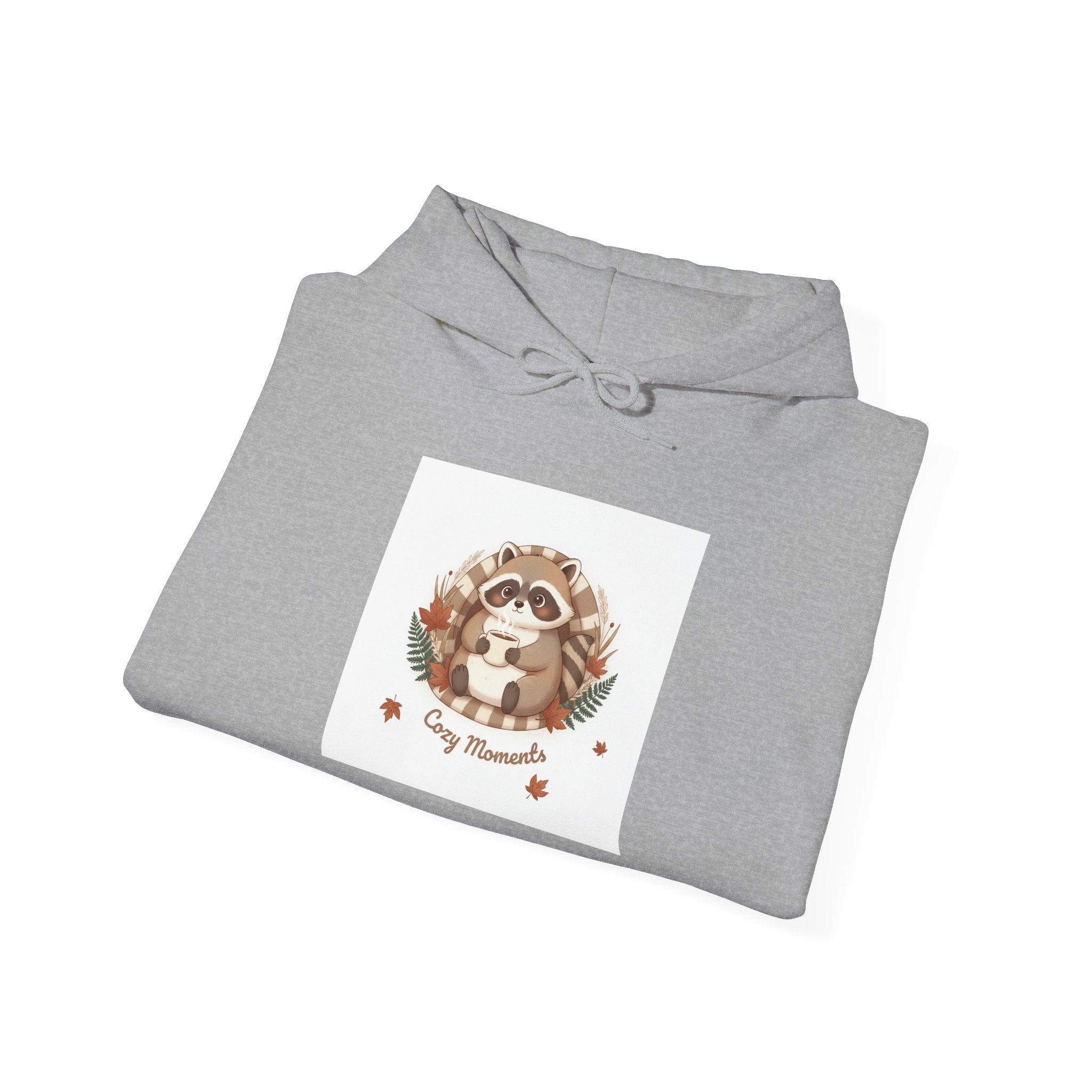 Cozy Forest Raccoon Illustration Hoodie | cute animal illustration, winter wildlife art
