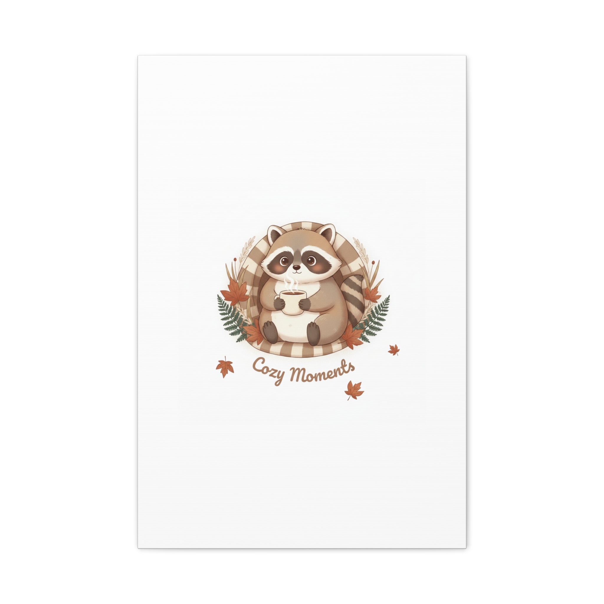 Cozy Moments Raccoon Illustration Canvas, cute animal illustration | winter forest art