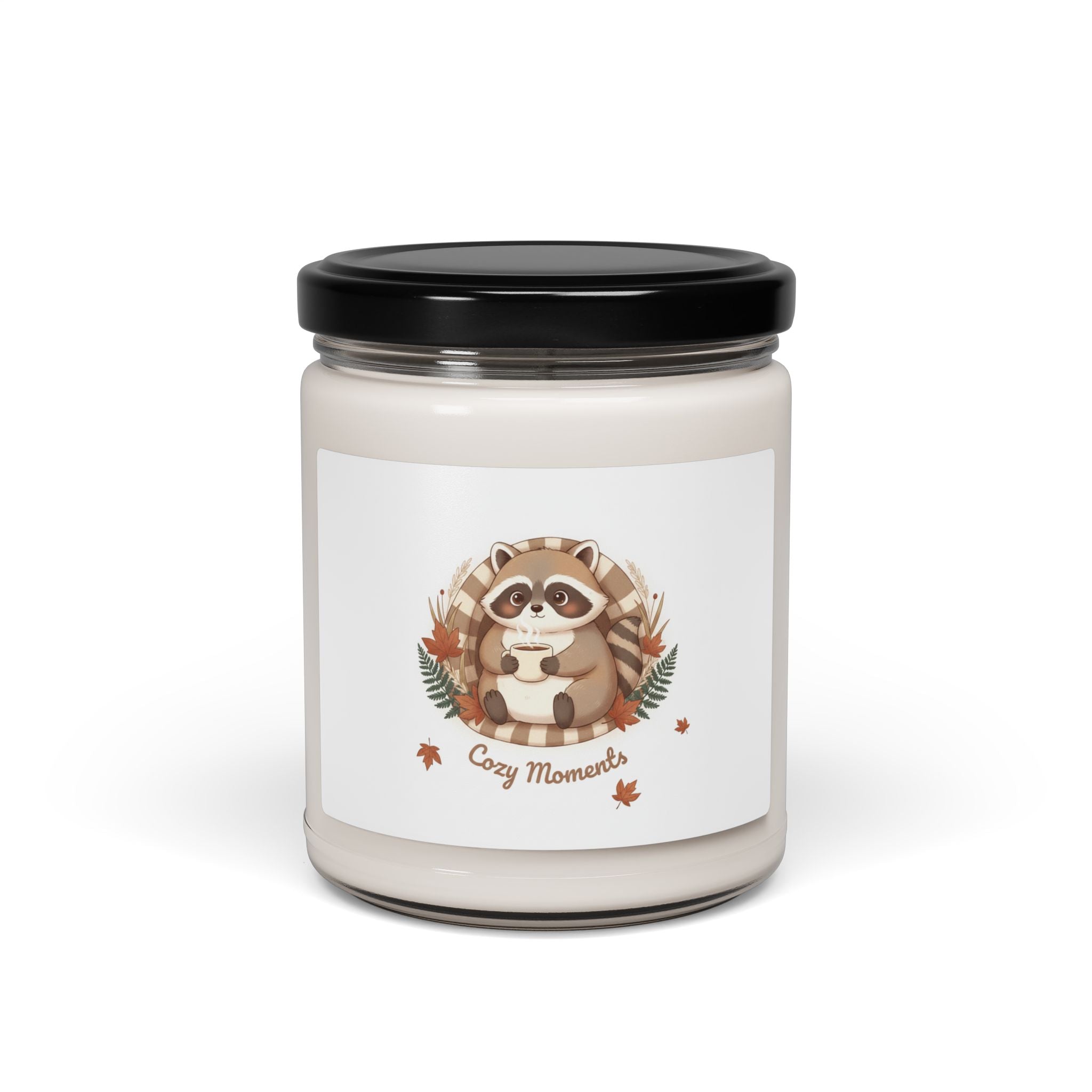 Cozy Raccoon Illustration Soy Candle, cute animal illustration | winter forest art