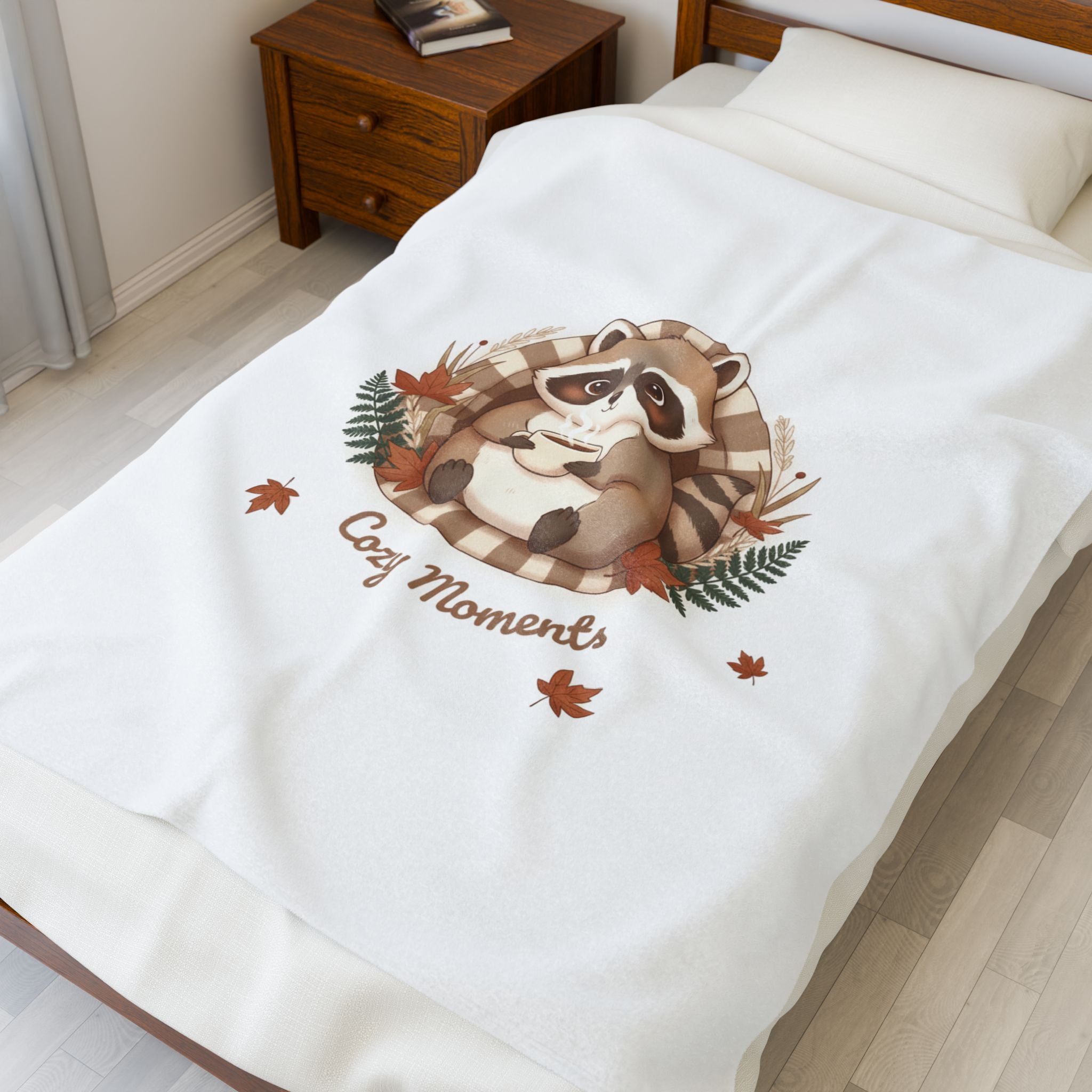 Cozy Raccoon Illustration Blanket | Cute Animal Illustration, Winter Forest Art