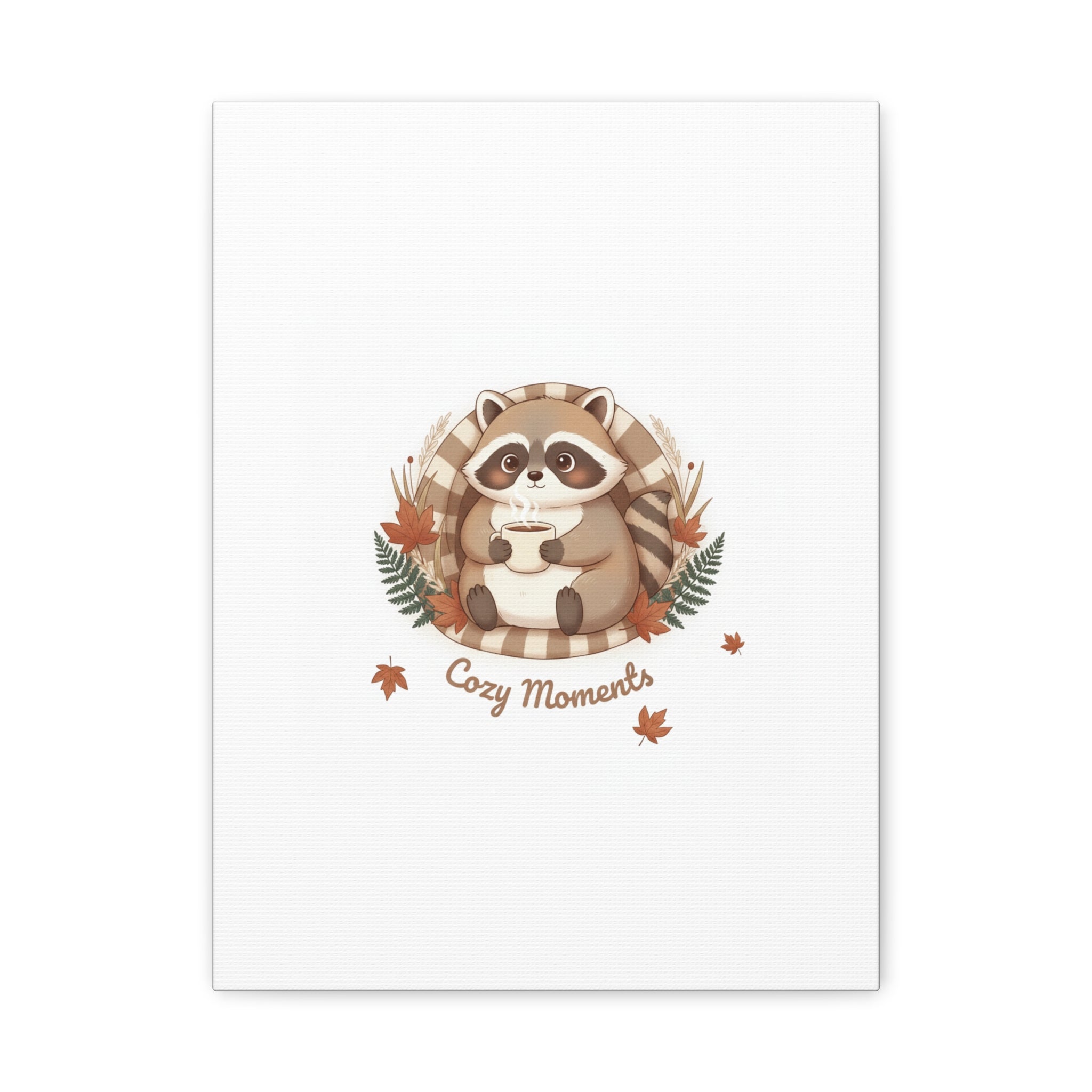 Cozy Moments Raccoon Illustration Canvas, cute animal illustration | winter forest art