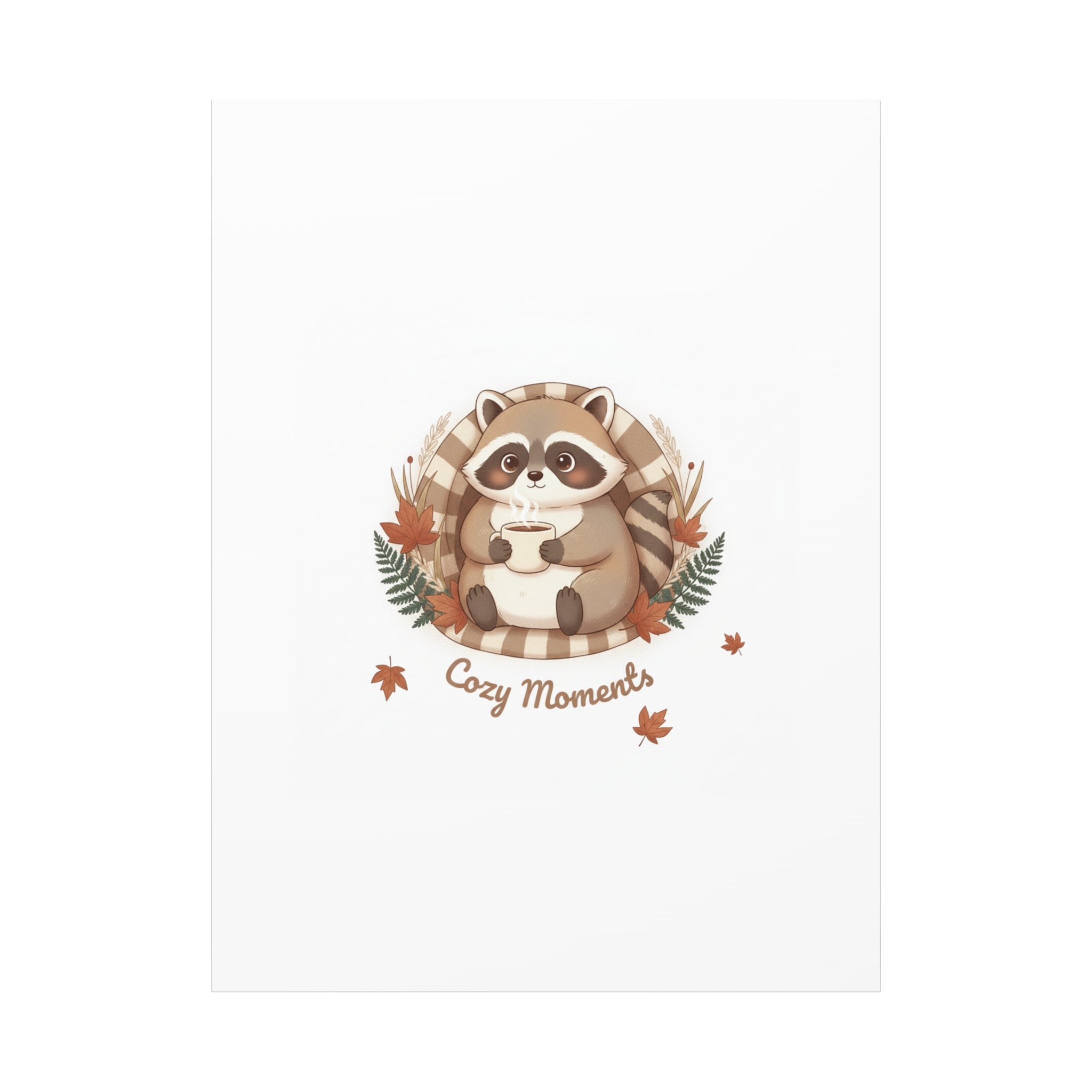 Cozy Moments Raccoon Illustration Canvas, cute animal illustration | winter forest art