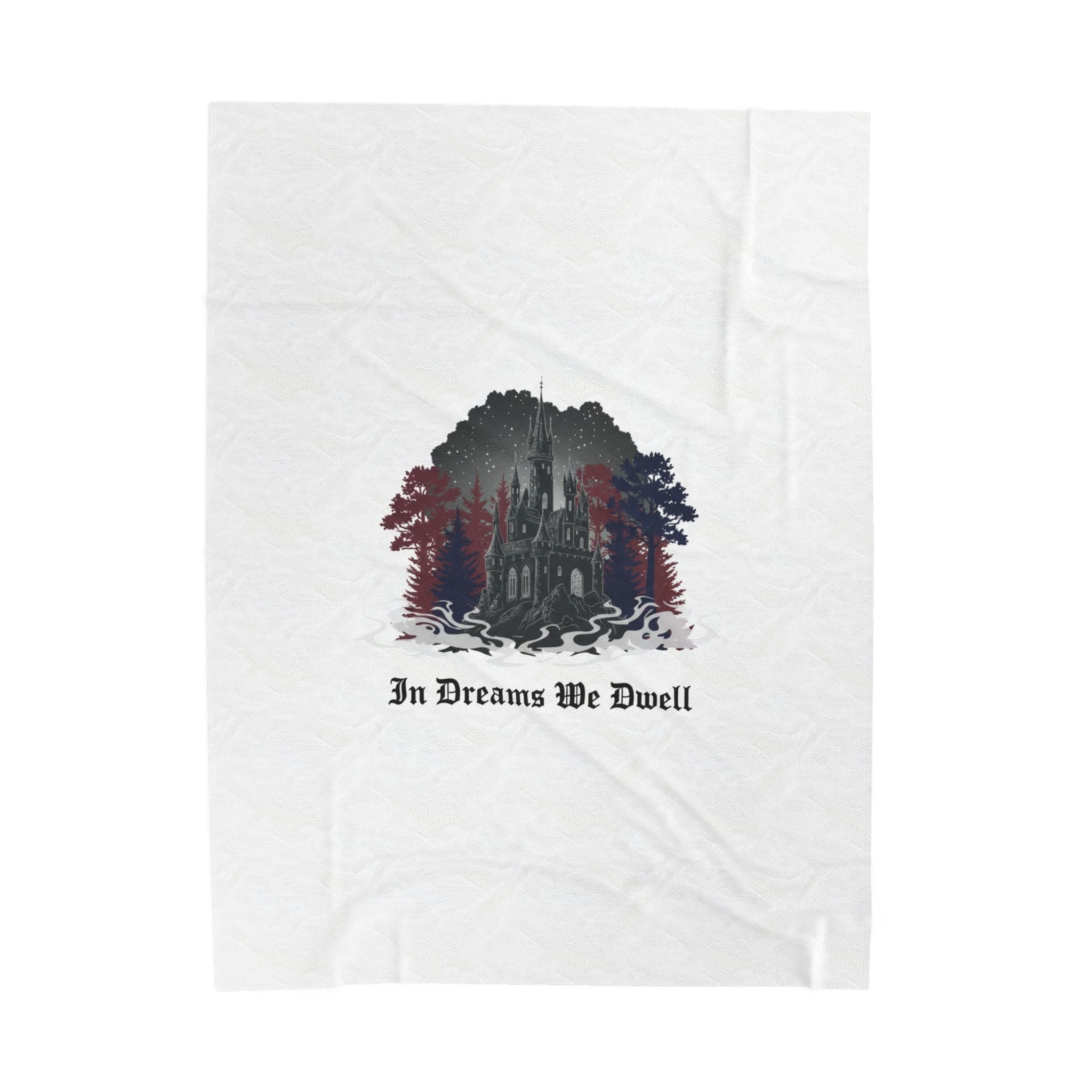 In Dreams We Dwell Castlecore Velveteen Blanket | Medieval Goth, Dark Academia Home