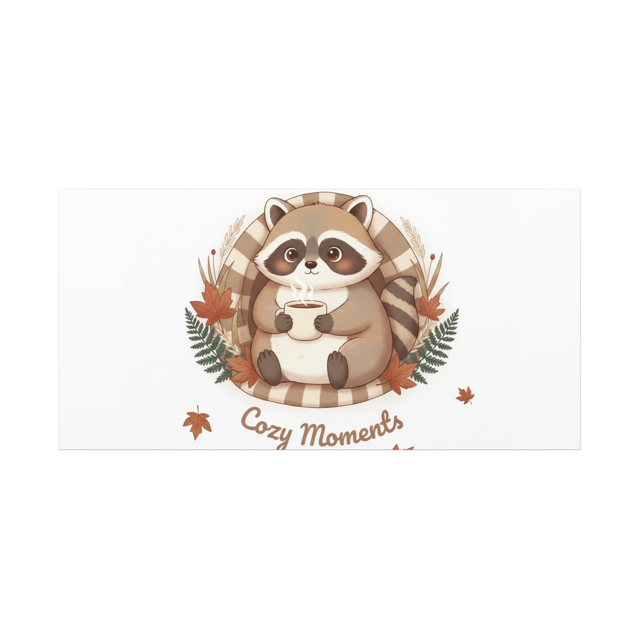 Cozy Moments Raccoon Illustration Canvas, cute animal illustration | winter forest art