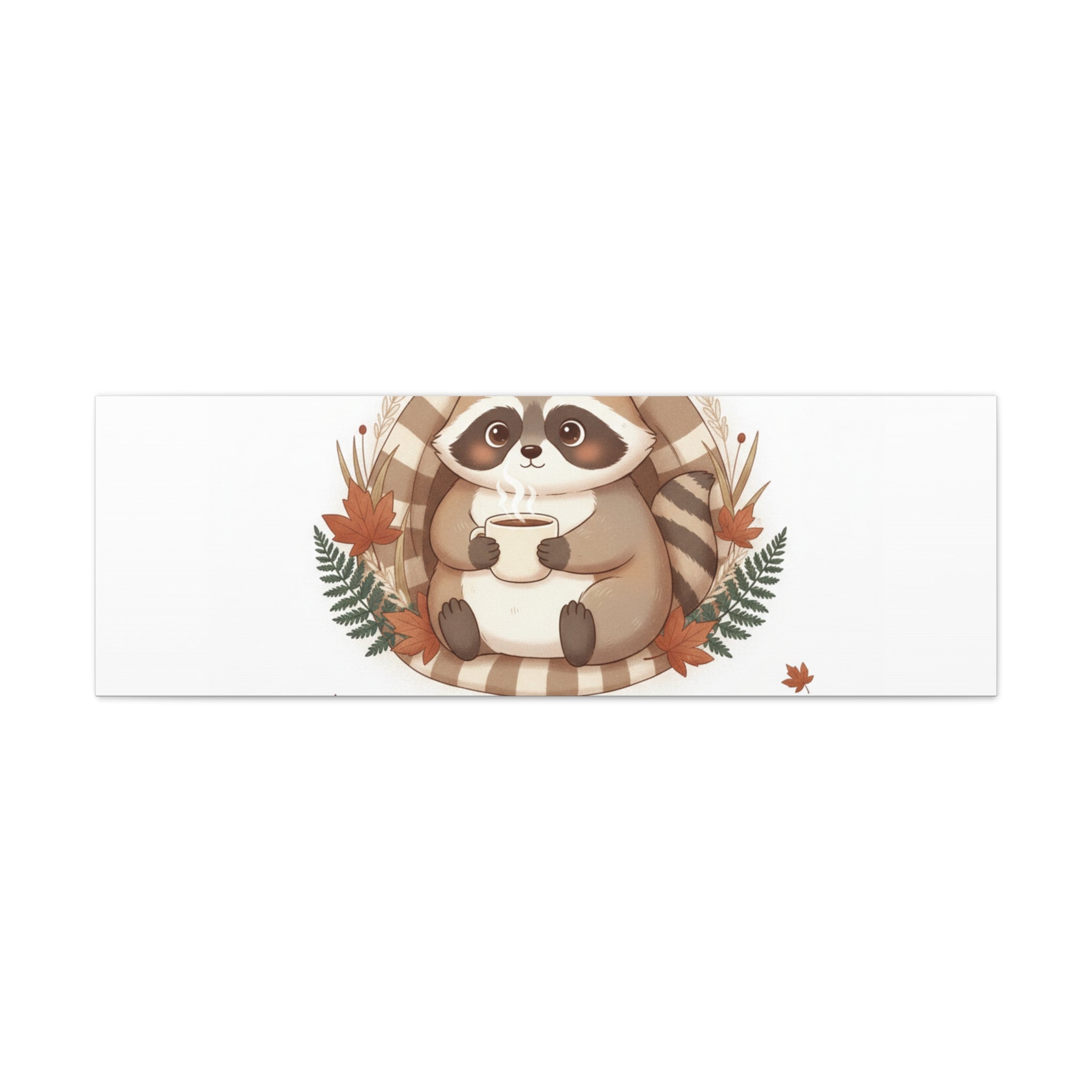 Cozy Moments Raccoon Illustration Canvas, cute animal illustration | winter forest art