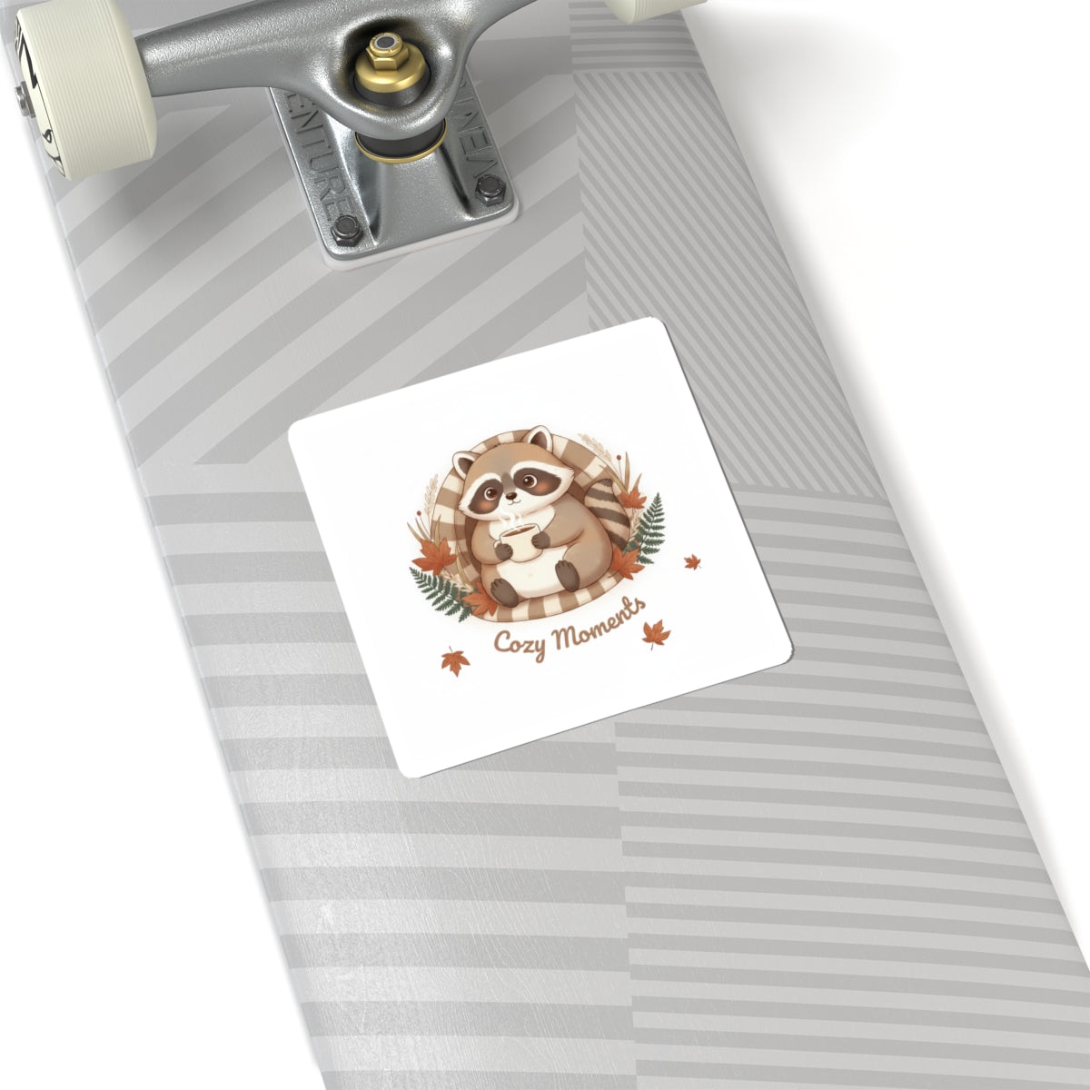 Cozy Moments Raccoon Sticker | cozy critter sticker, winter forest art