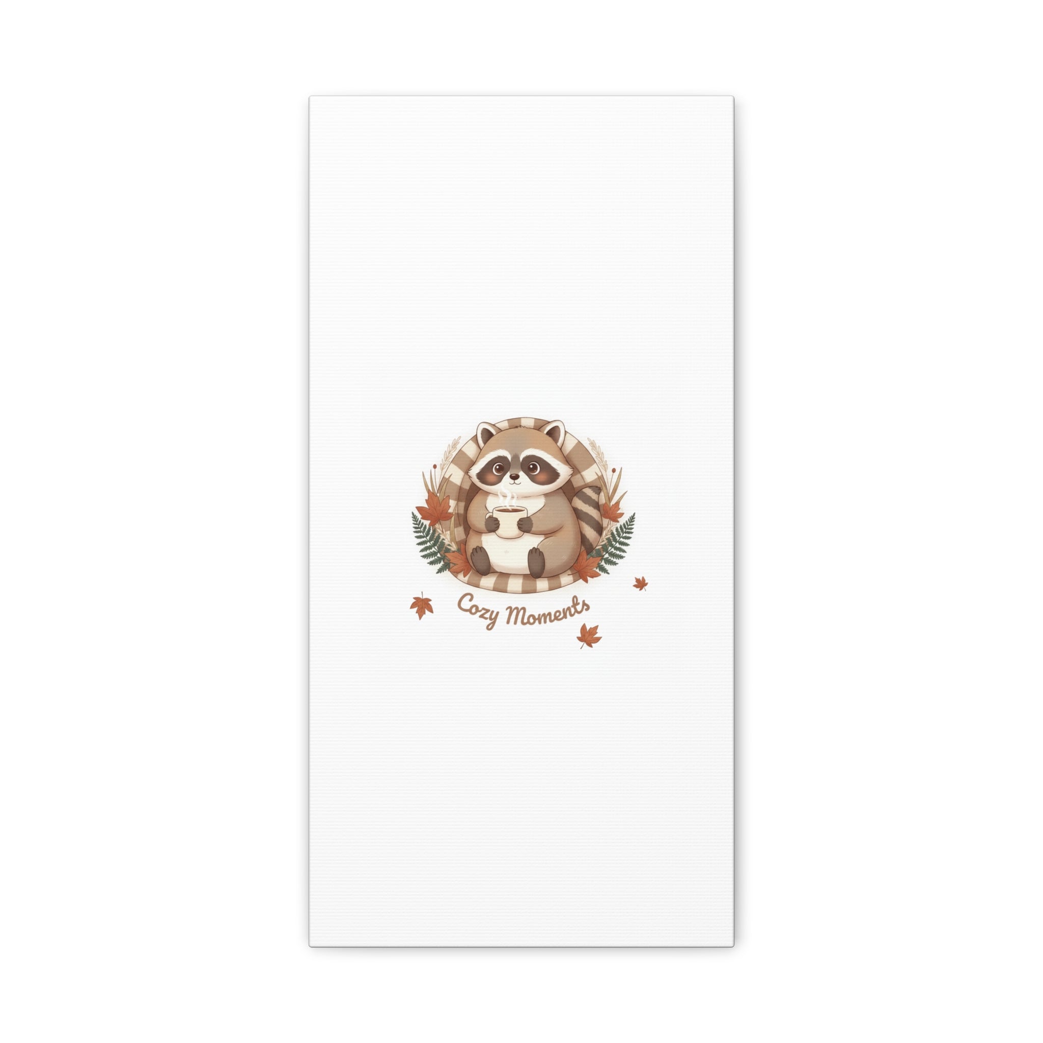 Cozy Moments Raccoon Illustration Canvas, cute animal illustration | winter forest art