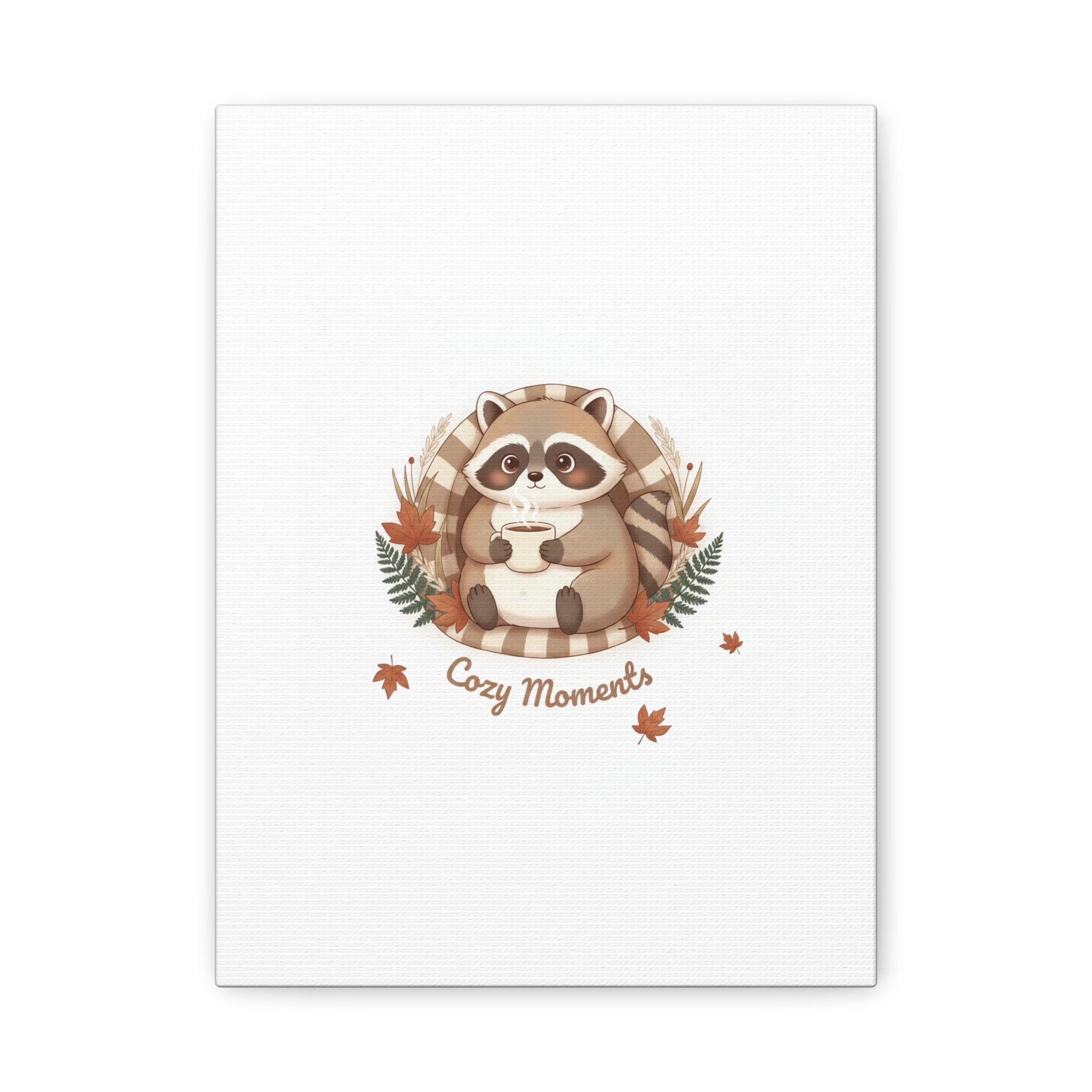 Cozy Moments Raccoon Illustration Canvas, cute animal illustration | winter forest art